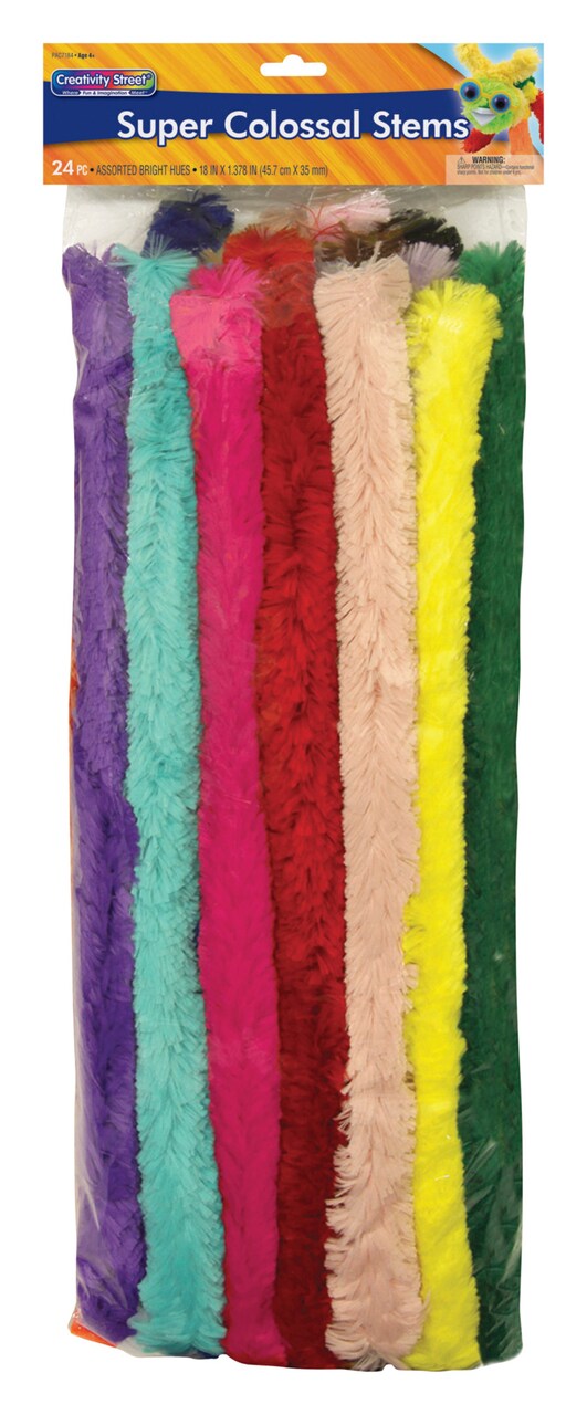 Creativity Street Super Colossal Chenille Stems, 1 x 18 Inches, Assorted Colors, Set of 24